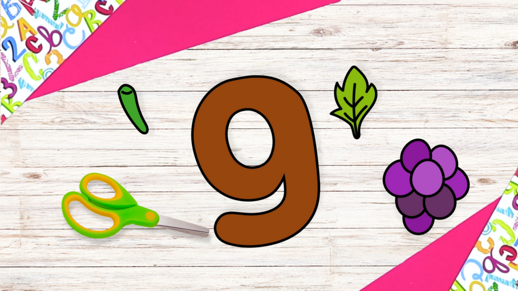 Free Printable lowercase letter g for grapes craft template for kids 3