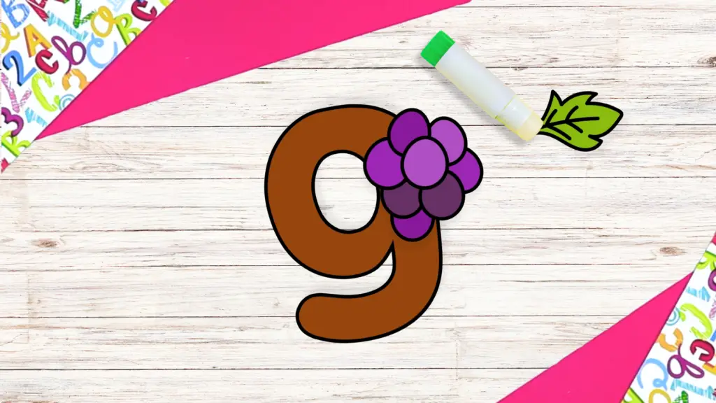 Free Printable lowercase letter g for grapes craft template for kids 6