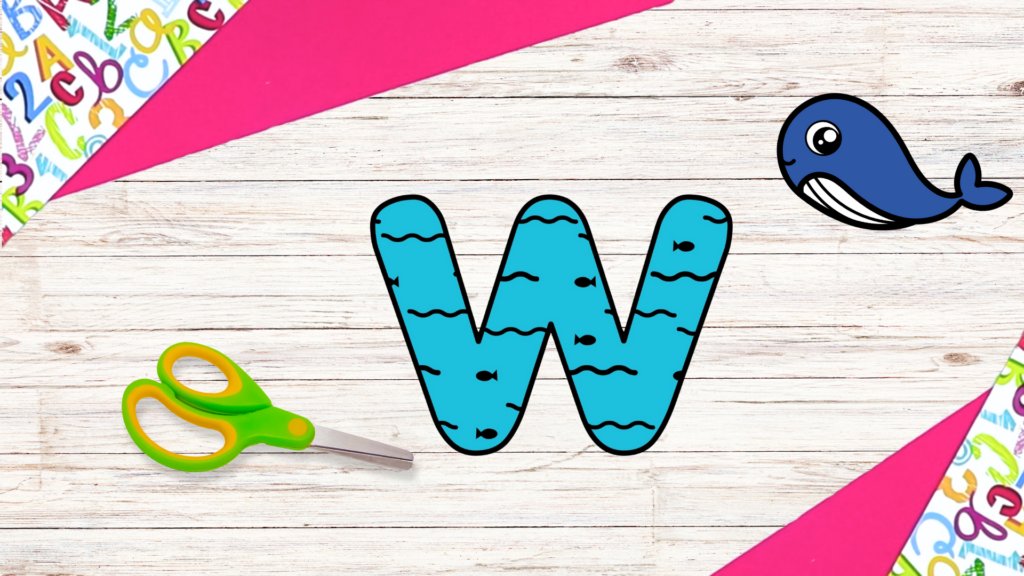 Free Printable lowercase letter w for whale craft for kids 2