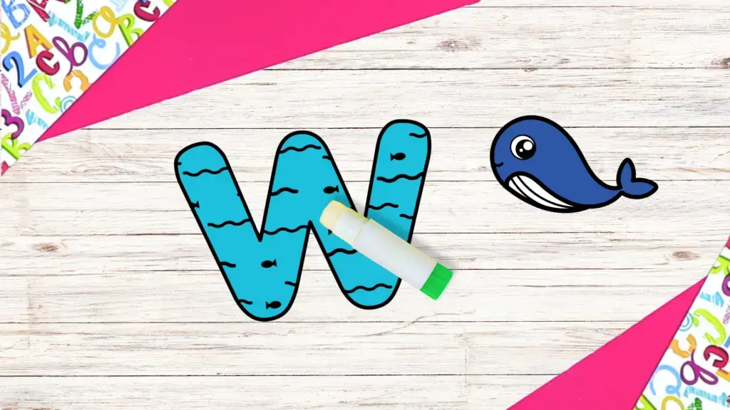 Free Printable lowercase letter w for whale craft for kids 3