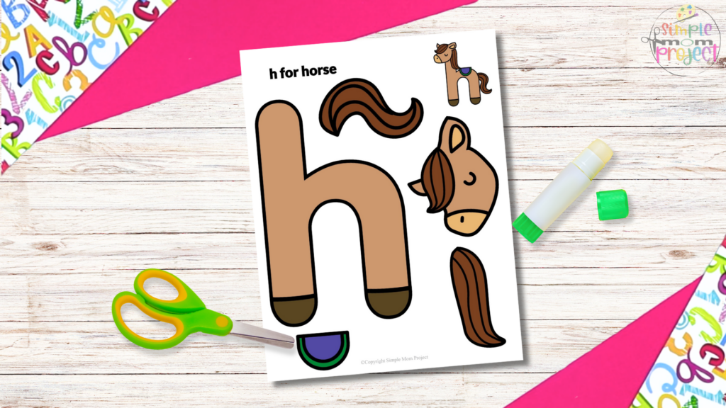 Lowercase letter h for horse craft template for kids 2