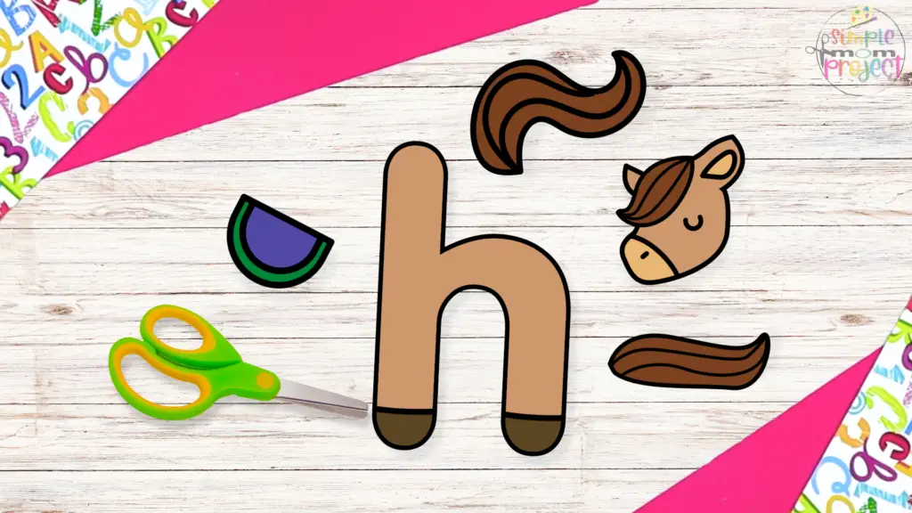 Lowercase letter h for horse craft template for kids 3