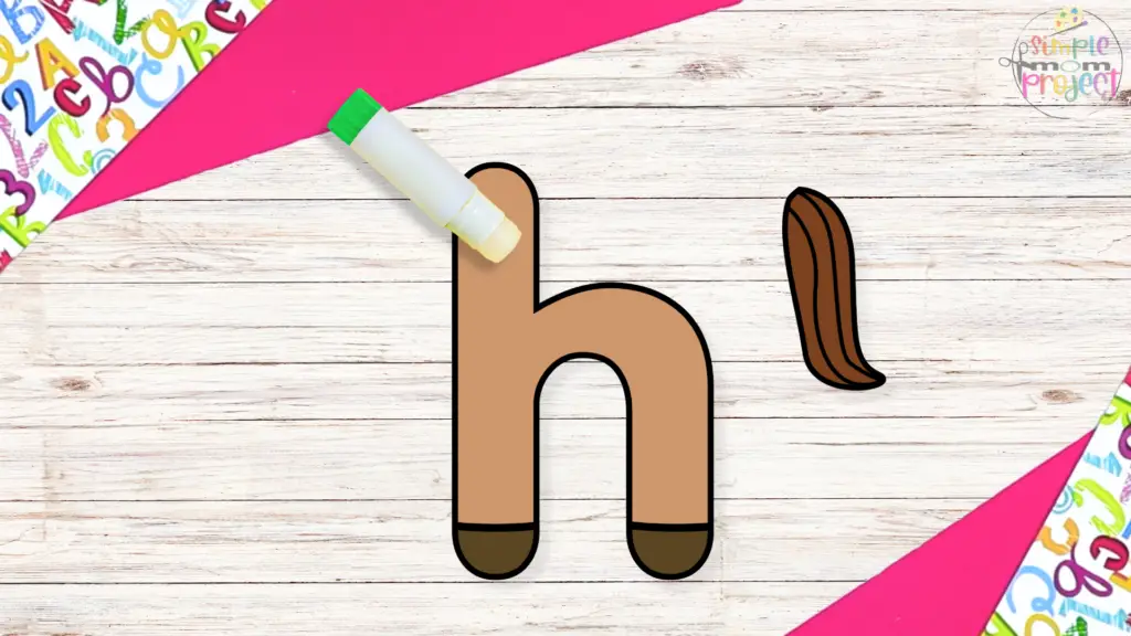 Lowercase letter h for horse craft template for kids 4