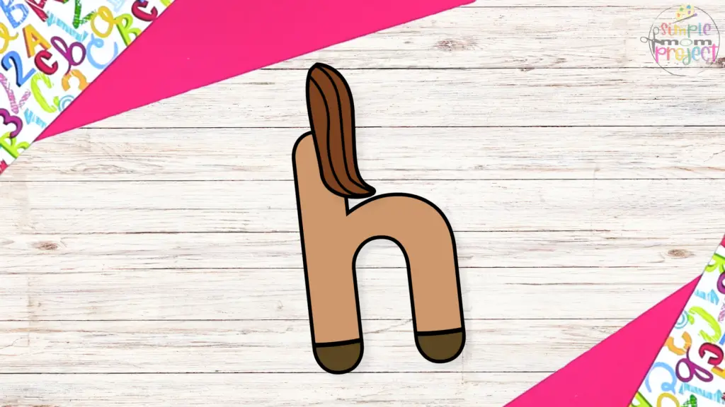 Lowercase letter h for horse craft template for kids 5
