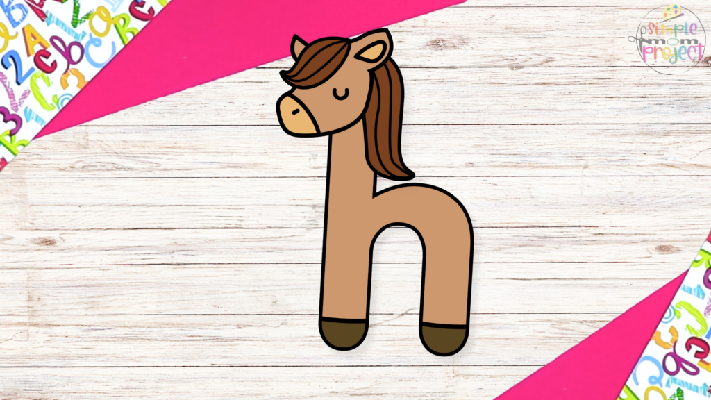 Lowercase letter h for horse craft template for kids 7