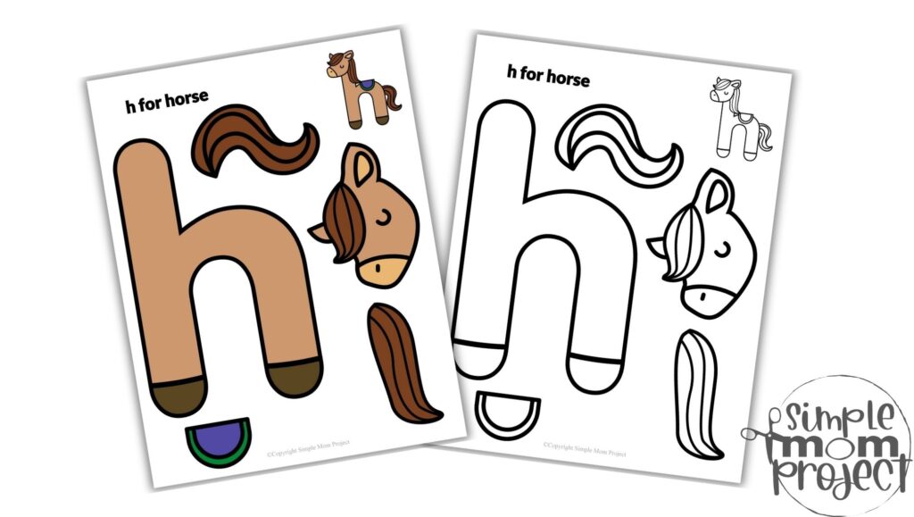 Free Printable Lowercase Letter h for Horse Craft Template Convertkit