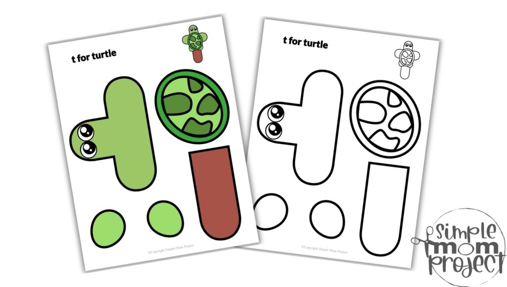 Free Printable Lowercase Letter t for Turtle Convertkit Craft Template for Kids