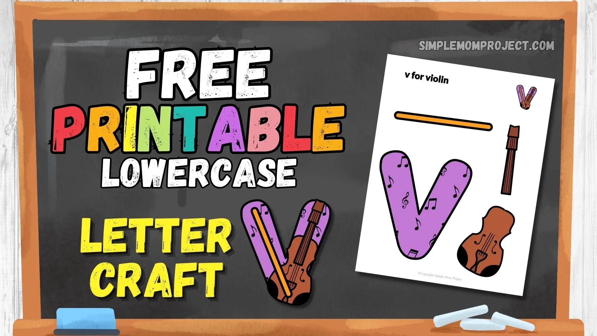 free printable lowercase letter v for violin craft template for kids