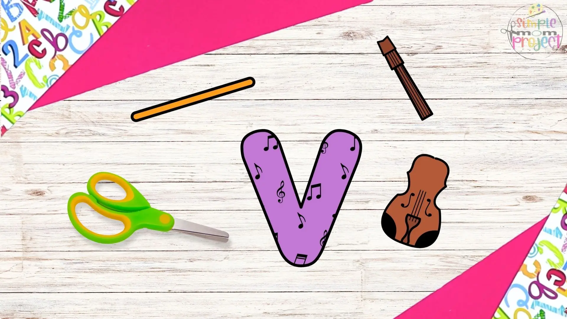 free printable lowercase letter v for violin craft template tutorial 2