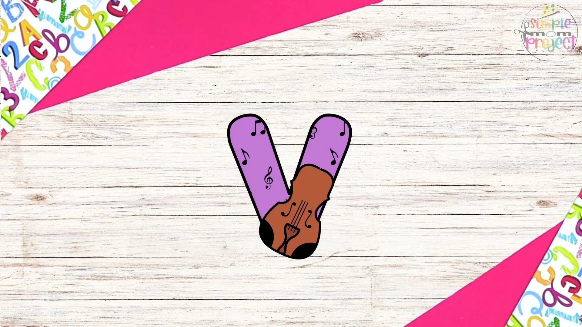 free printable lowercase letter v for violin craft template tutorial 4