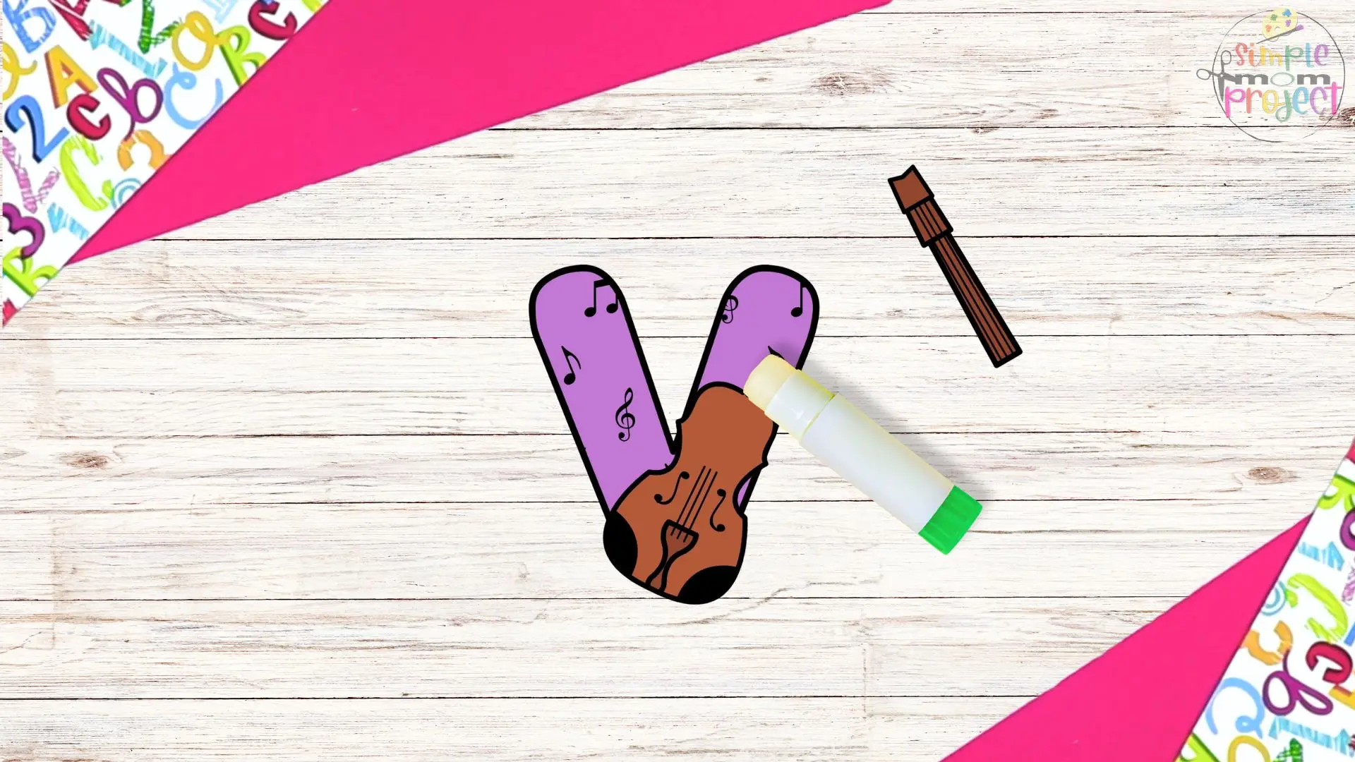 free printable lowercase letter v for violin craft template tutorial 5