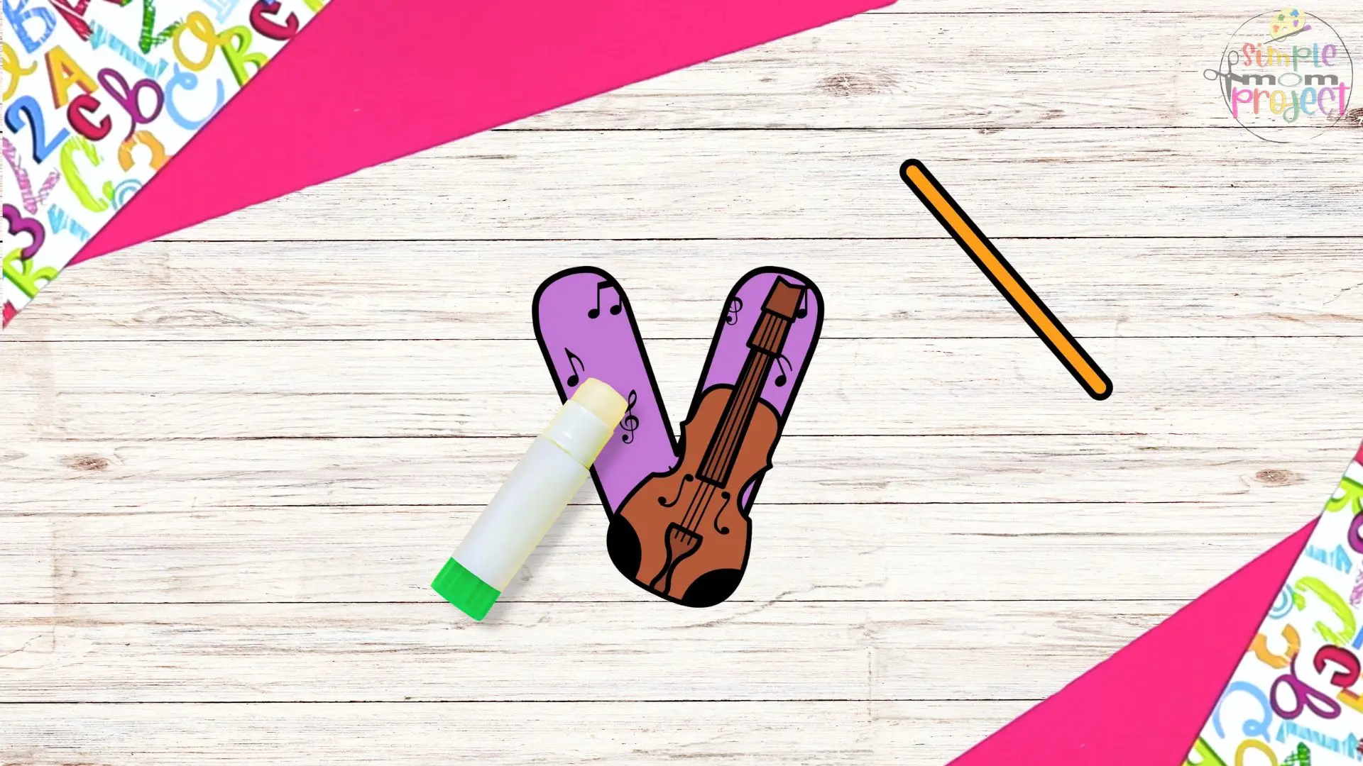 free printable lowercase letter v for violin craft template tutorial 7