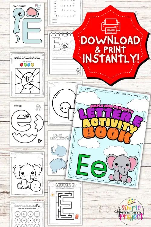 Letter_e_printable,_worksheets,_instant_download,_preschool,_toddlers