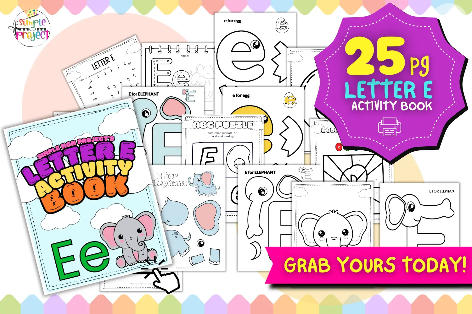 SHOP NOW Letter E Activity Book FlatLay 1