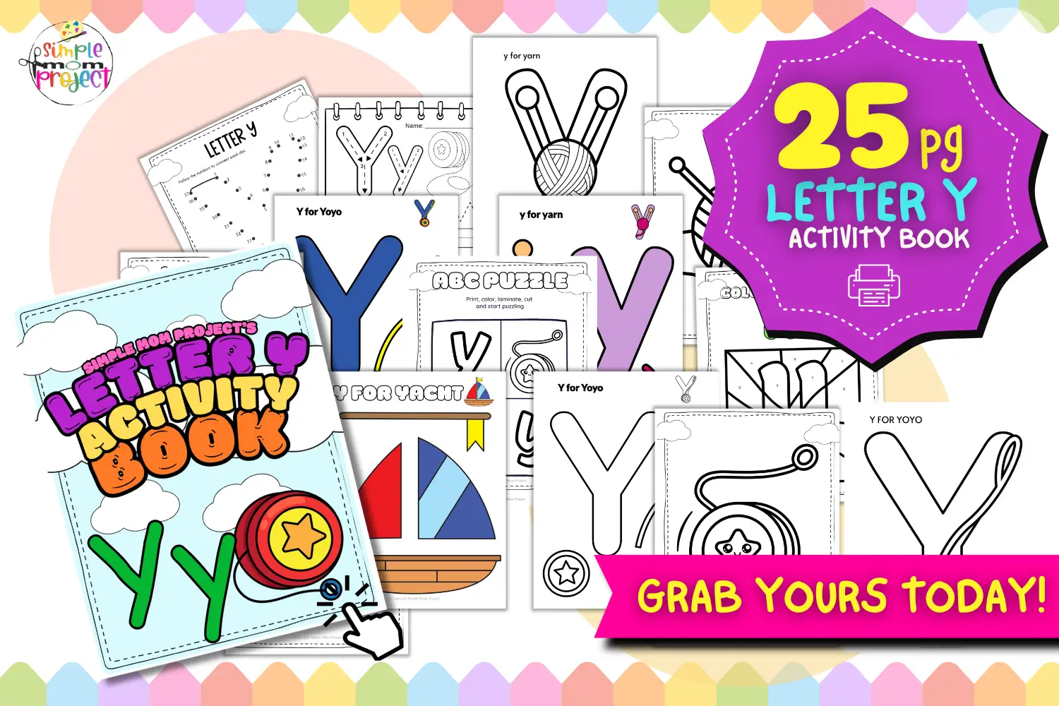 SHOP NOW Letter Y Activity Book FlatLay 1 Craft Template