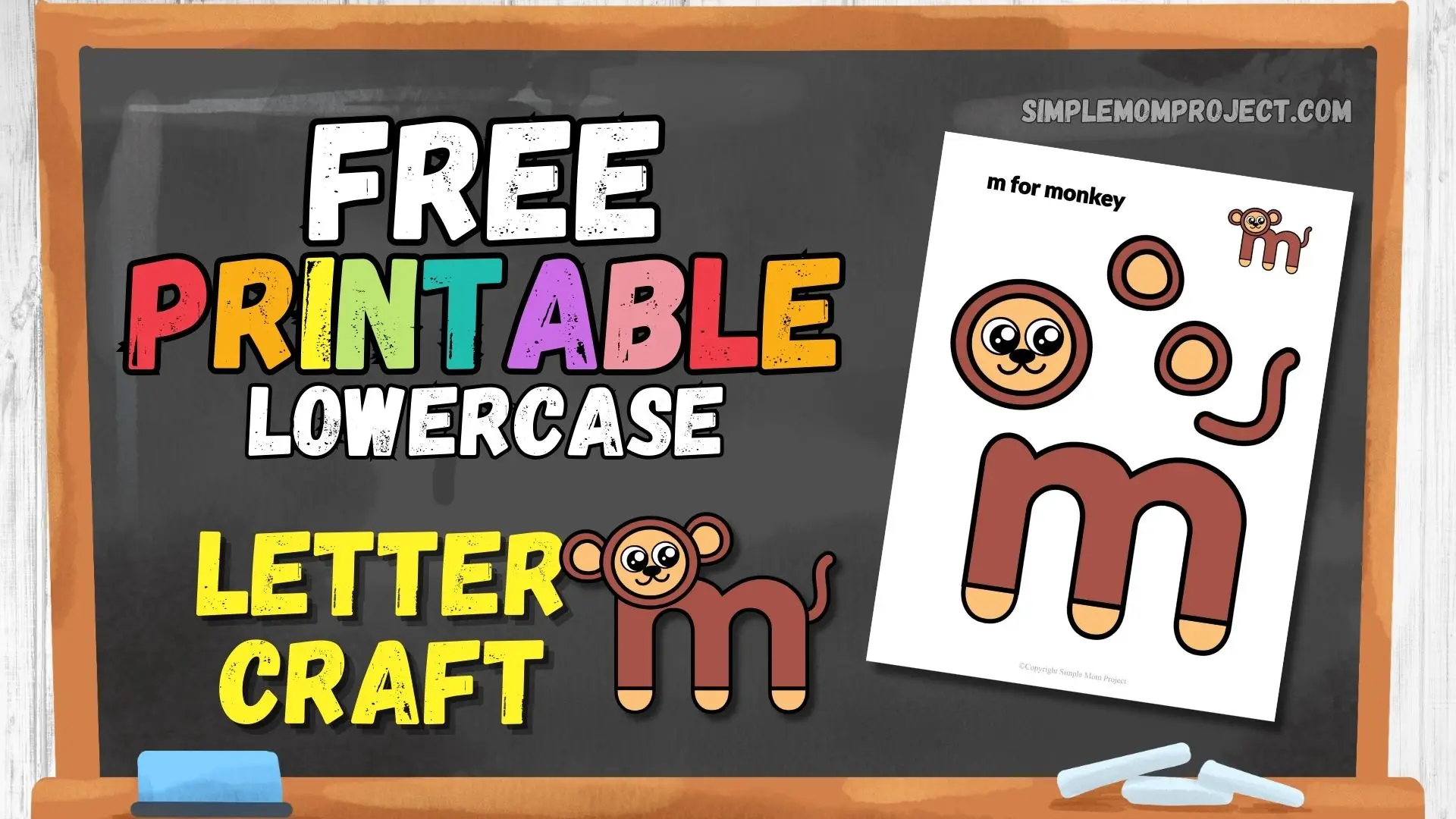 free printable letter m for monkey craft for kids 1
