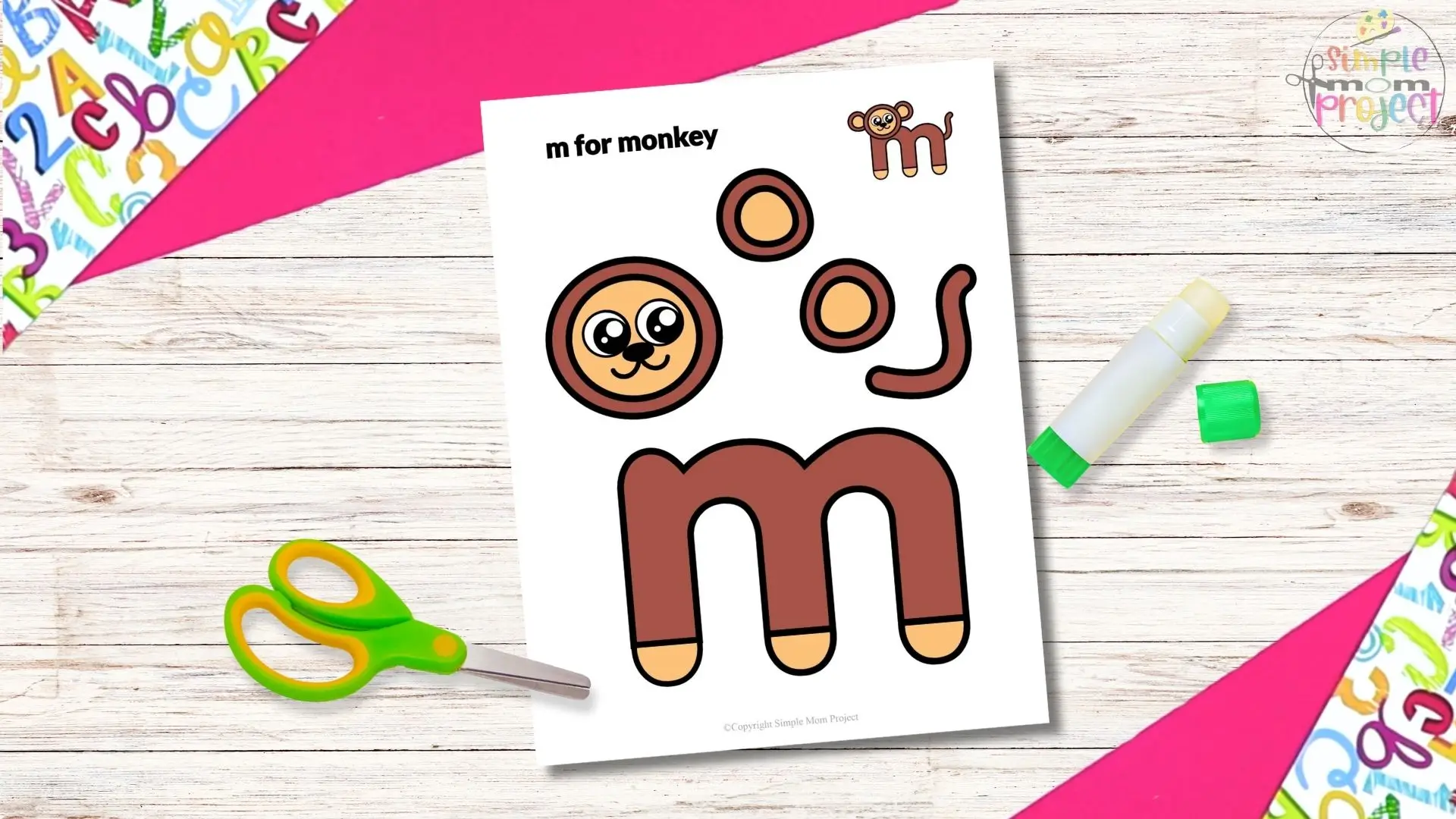 free printable letter m for monkey craft for kids 2