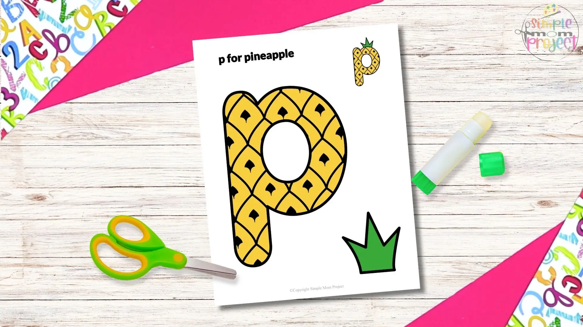 free printable letter p for pineapple craft for kids 2