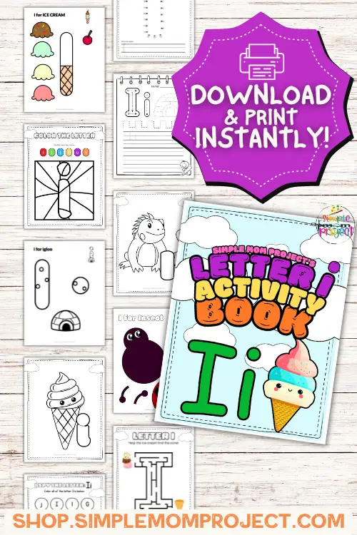 lowercase Letter i printable activity workbook for kids 1