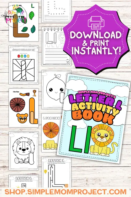 lowercase Letter l printable activity workbook for kids 1
