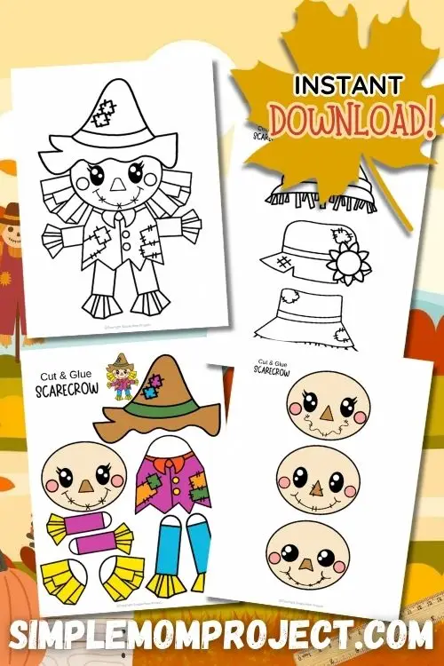 Did you know that you can build your very own girl scarecrow at home or in the classroom? She's cute, crafty and totally ready for fall fun! Do you want to color, cut and decorate the printable girl scarecrow craft with yarn hair or even glittery buttons? You totally can! Download the template today and turn any ordinary day into a straw-stuffed celebration!