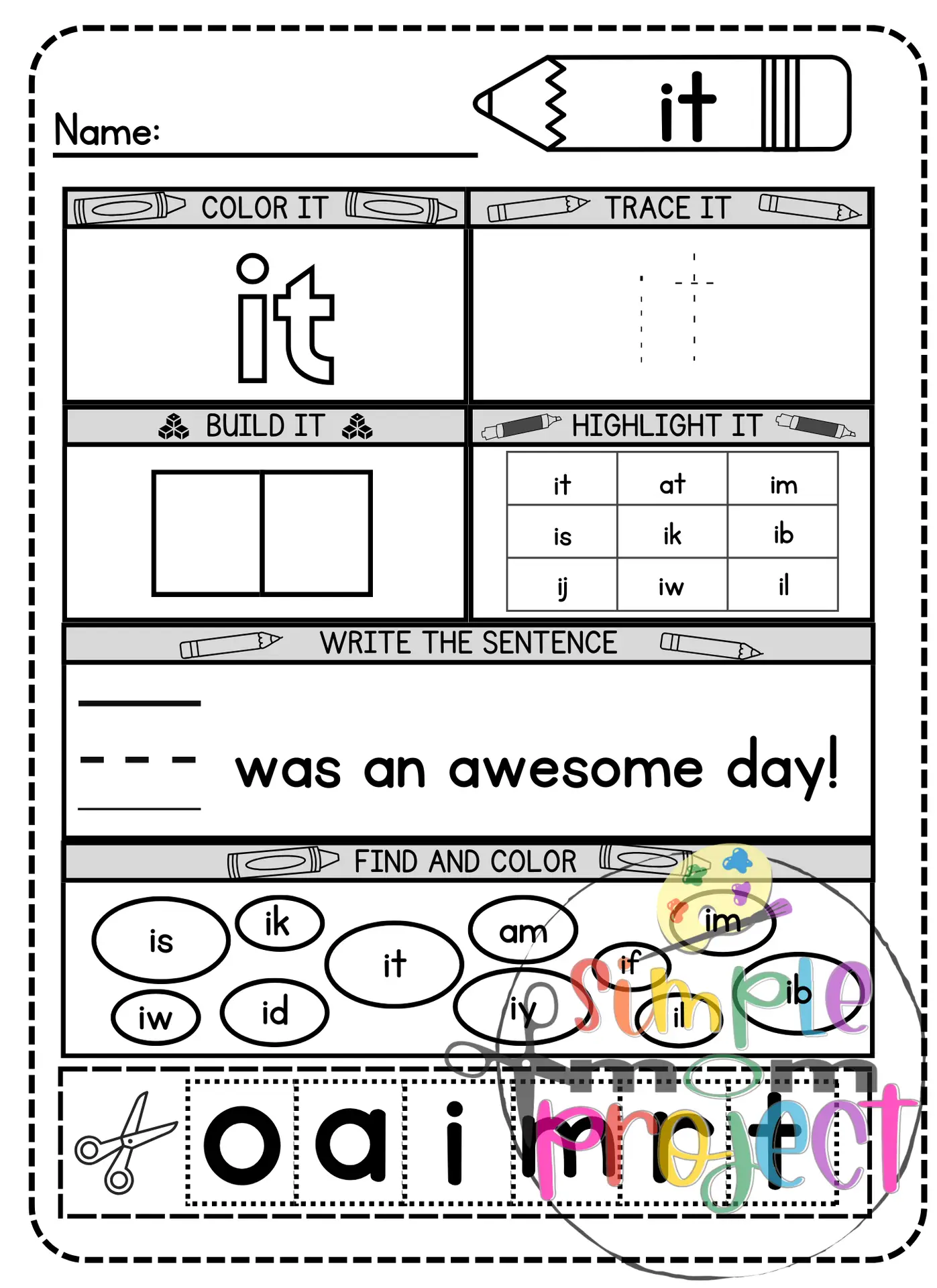 Free Printable Sight Word It Template for Kids of all ages