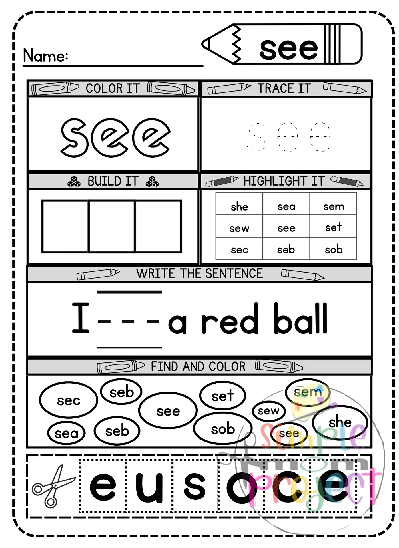 Free Printable Sight Word See Template for Kids of All Ages