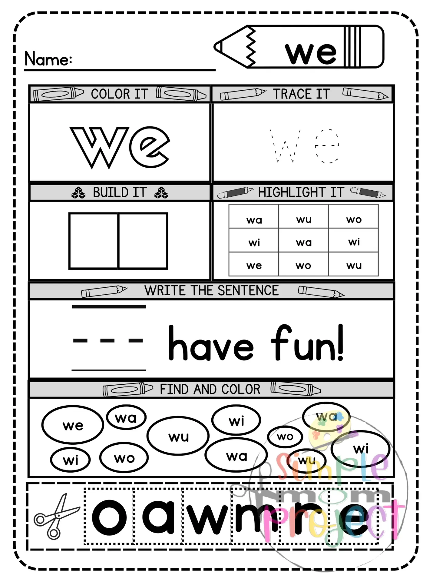 Free Printable Sight Word We Template for Kids of all Ages