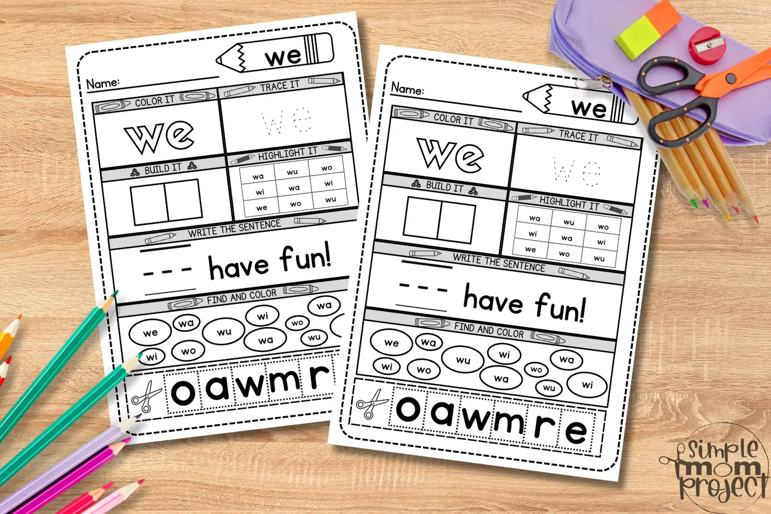 We Sight Words Horizontal (FREE) Printable Template for Kids