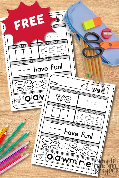 Looking for a fun and engaging way to boost your little one's reading skills? The free printable we sight word template is packed with hands-on activities like coloring the word we, tracing, building, highlighting, writing and even a find-and-color challenge. Great for fine motor skills, sight word recognition and word list practice, this worksheet turns learning into an adventure. Roll the dice, search the words and watch your child master the word we in style! Grab your free printable template today!