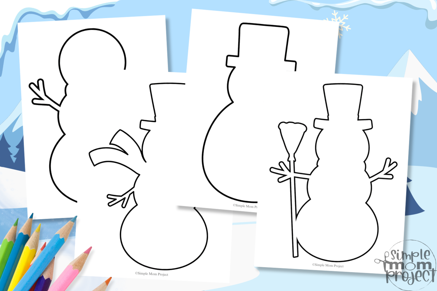 FLATLAY Snowman Outline Free Printable Template for Kids
