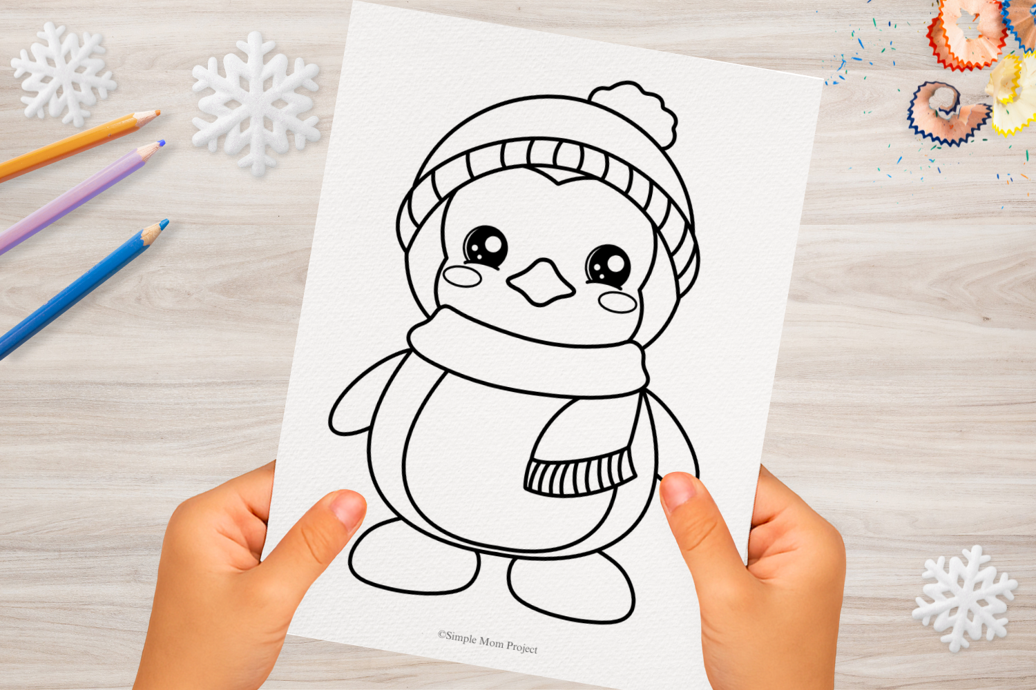 FREE FLATLAY Winter Penguin Printable Template