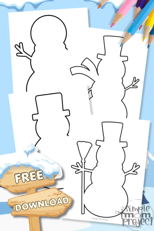 PIN Free Snowman Outline Printable Template for Kids