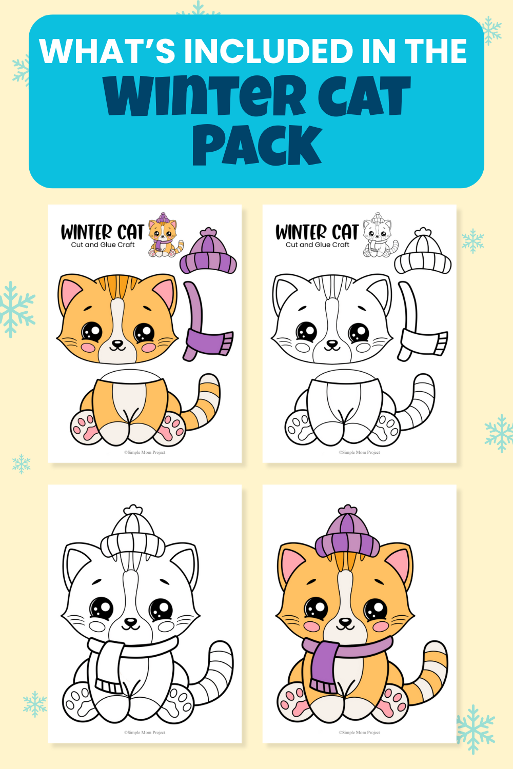 2 What’s Included In The Winter Cat Printable Template