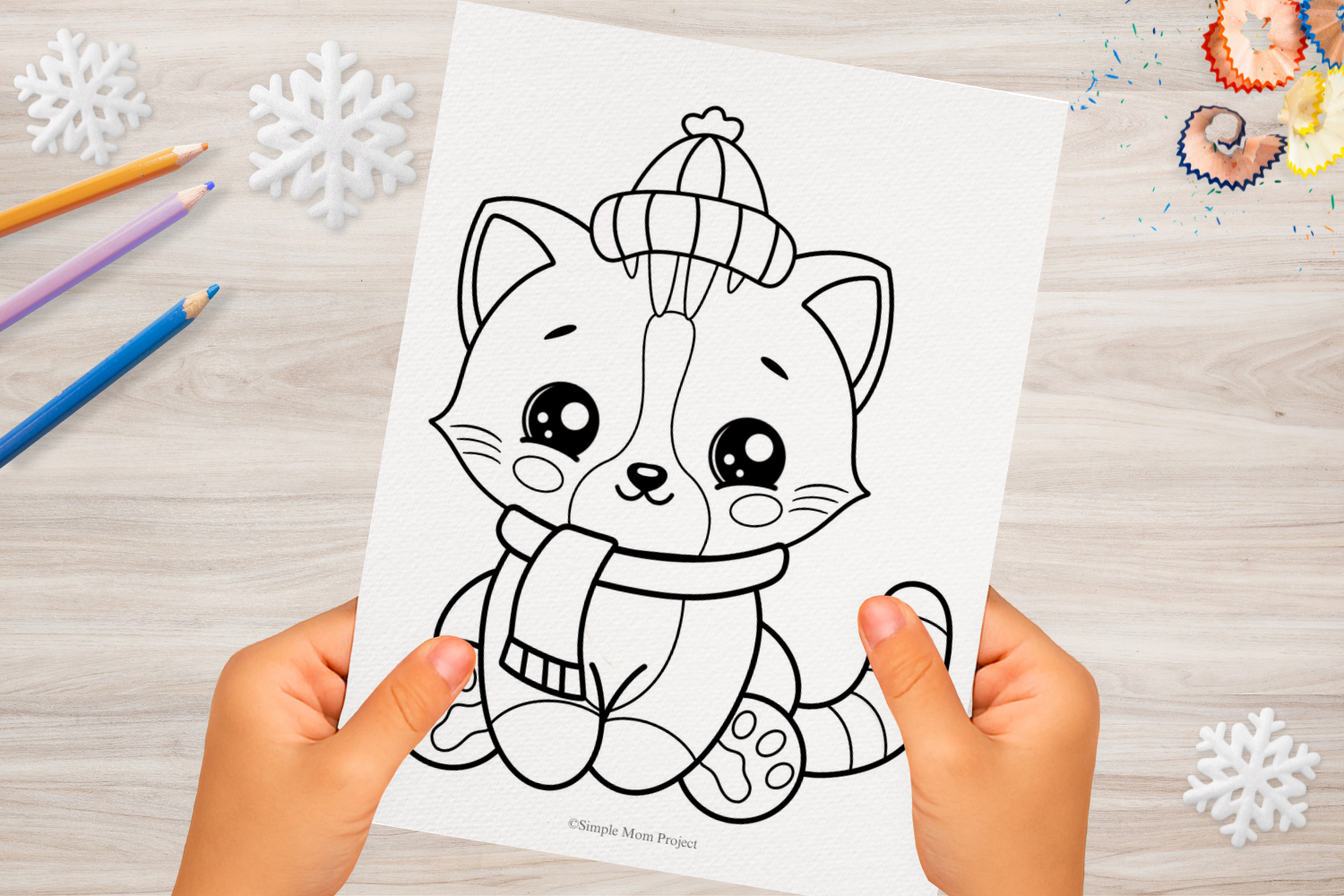 FREE FLATLAY Winter Cat Printable Template for Kids