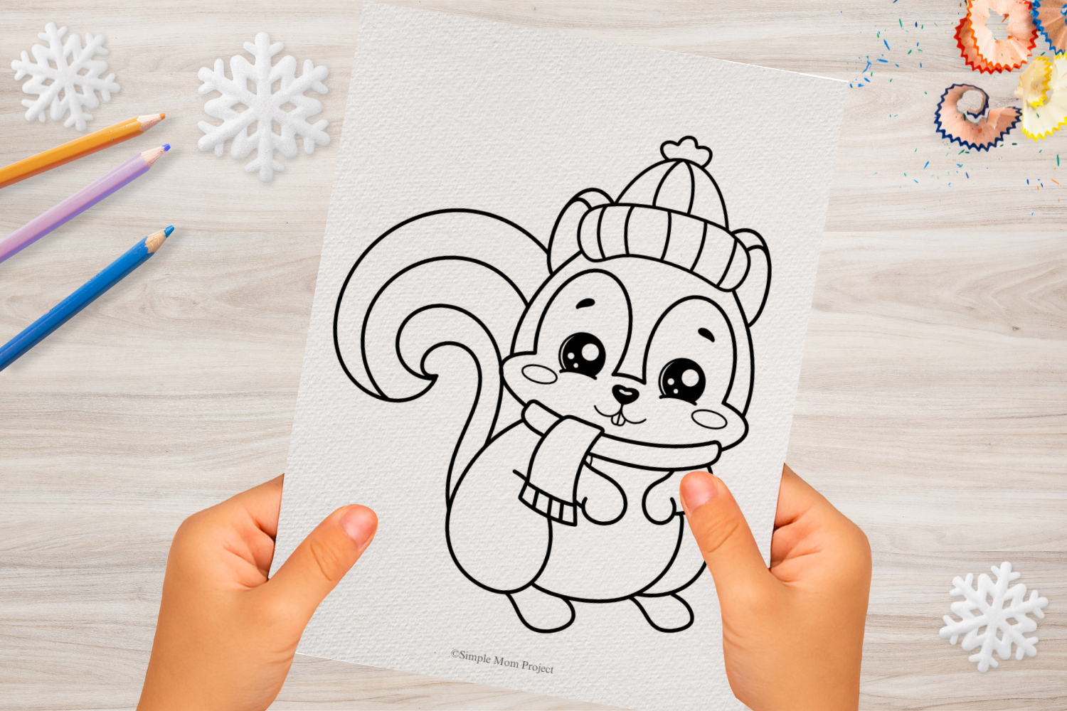 FREE FLATLAY Winter Squirrel Printable Template for Kids