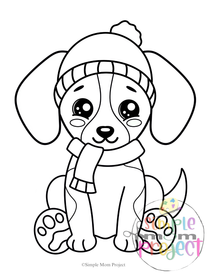 WM FREE Winter Dog Template for Kids