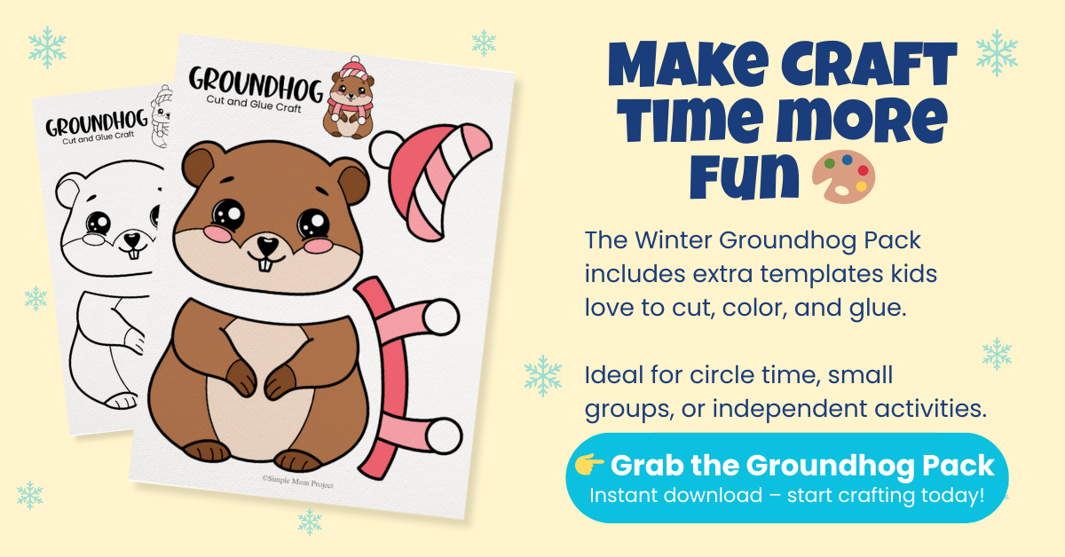 Winter Groundhog 1 Upgrade Your Craft Time Printable Template for Kids