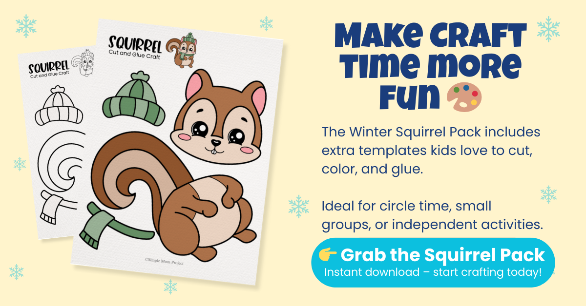 Winter Squirrel 1 Upgrade Your Craft Time Printable Template for Kids