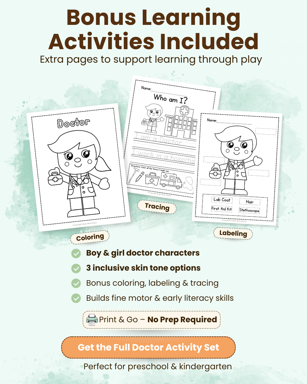 Printable Doctor Cut and Paste Craft Shop Image 2