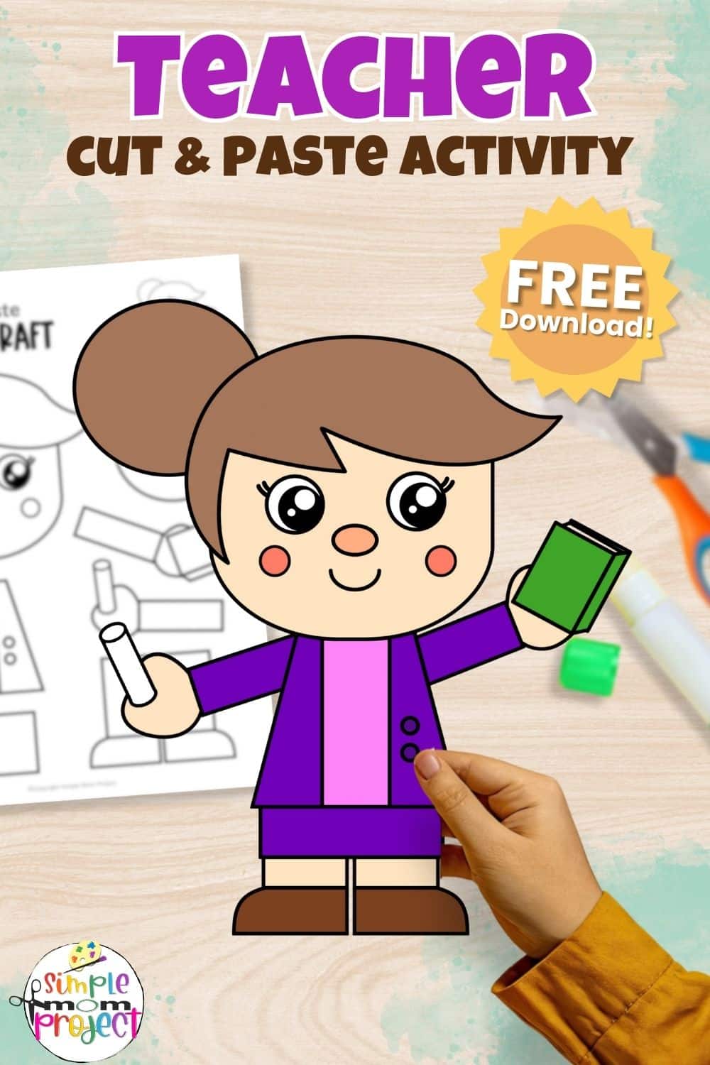 Black and White Printable Teacher Cut and Paste Craft Template for Kids of all Ages