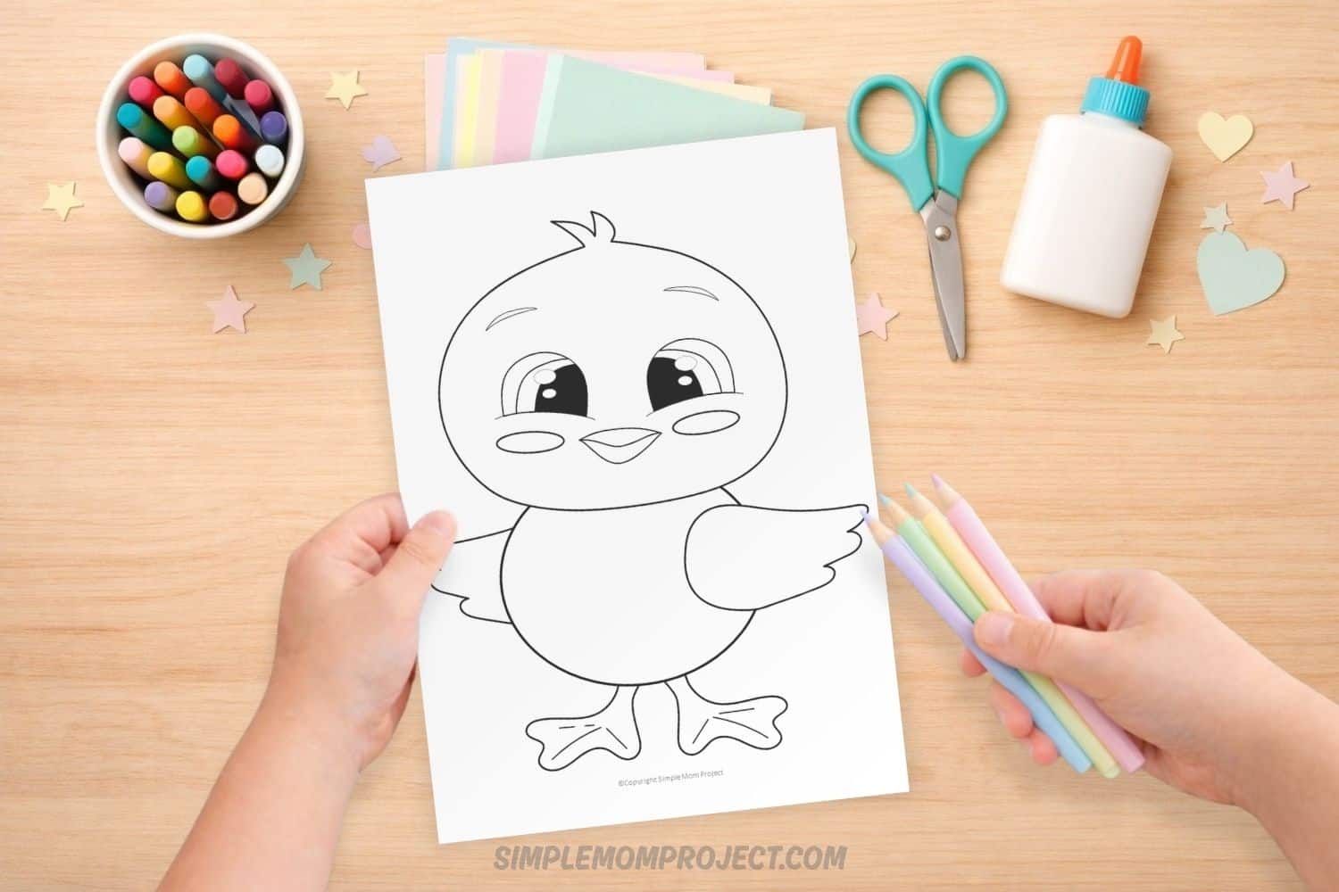 Cute and fun free chick spring craft for preschool, easy low prep activity for animal and spring themes
