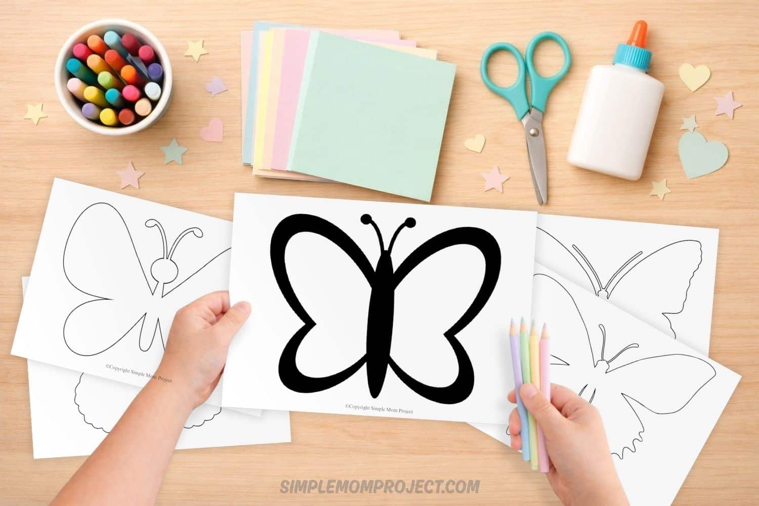 Creative and fun free butterfly spring craft for preschool kids, easy low prep printable for nature exploration