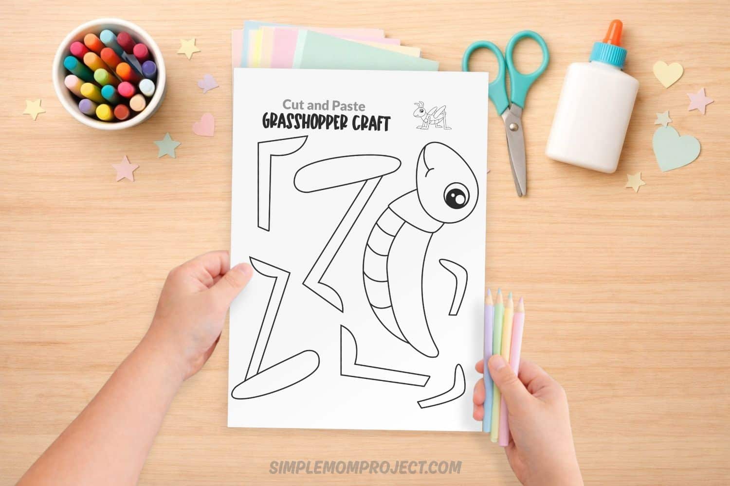 free printable grasshopper craft template for kids easy bug activity preschool