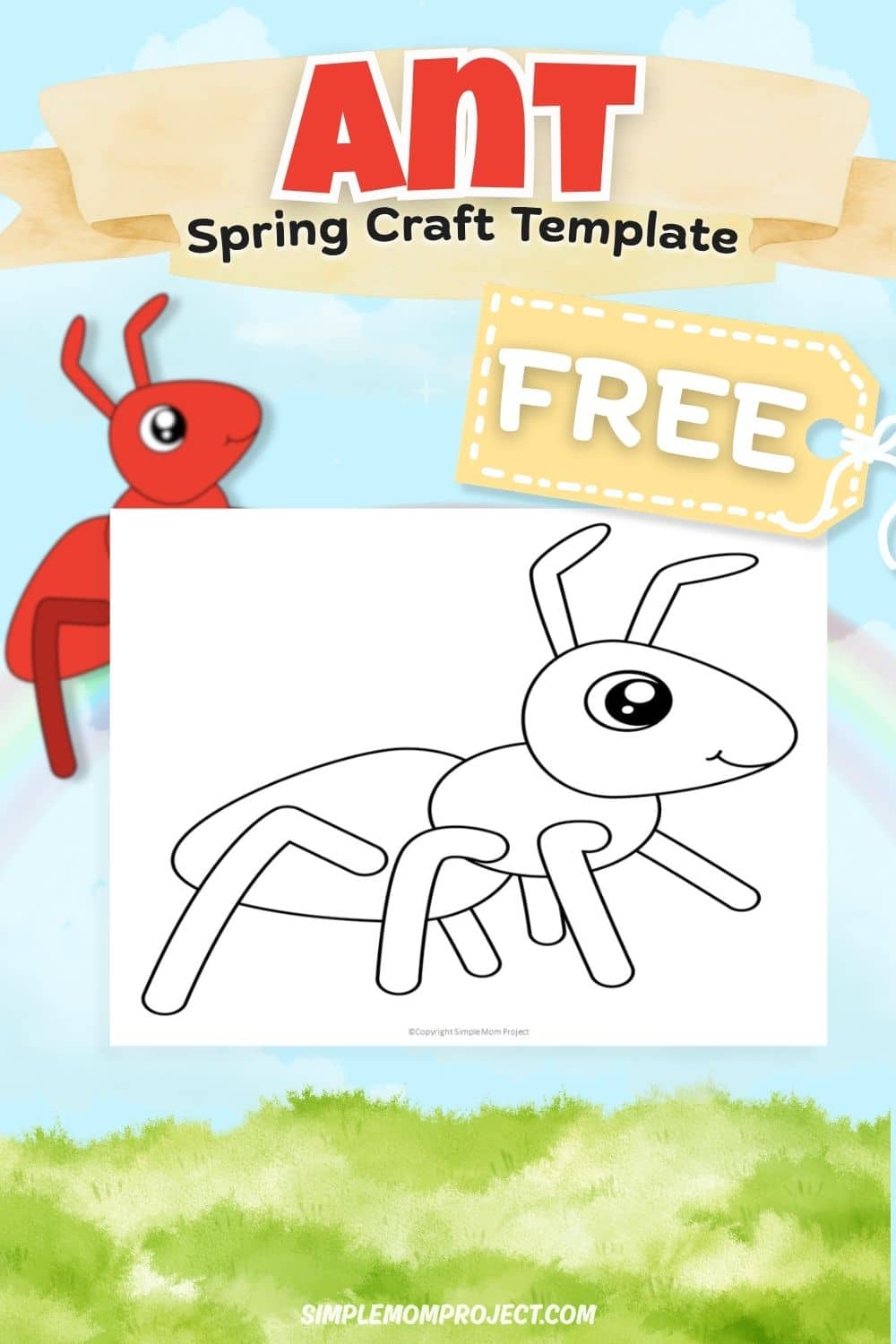 free printable ant template for kids easy bug activity preschool
