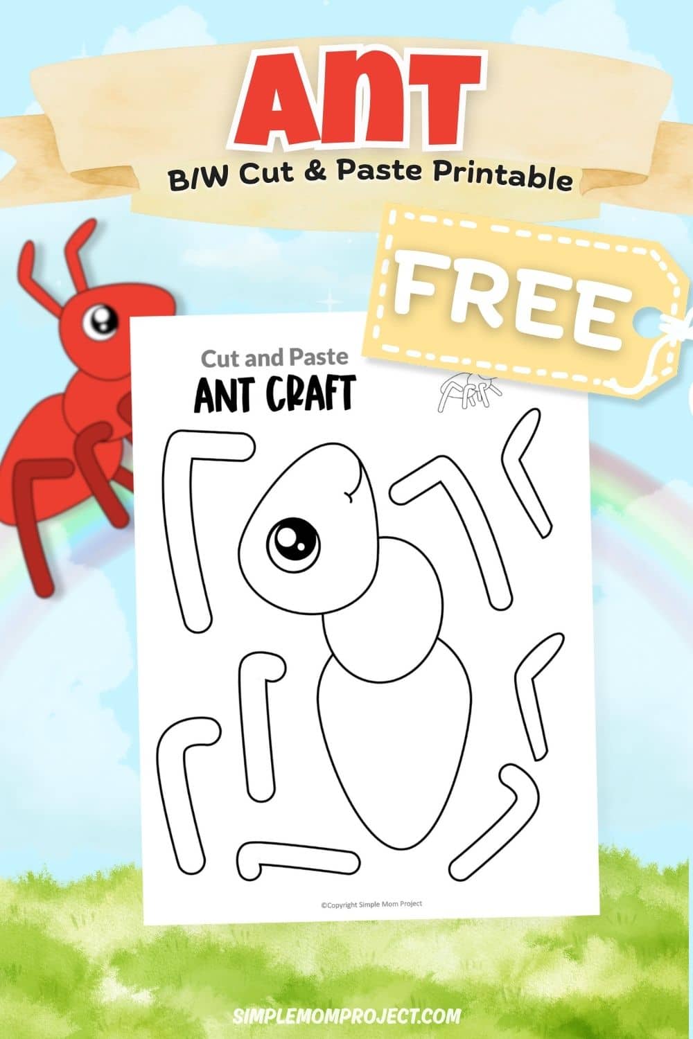 free printable ant craft template for kids easy bug activity preschool