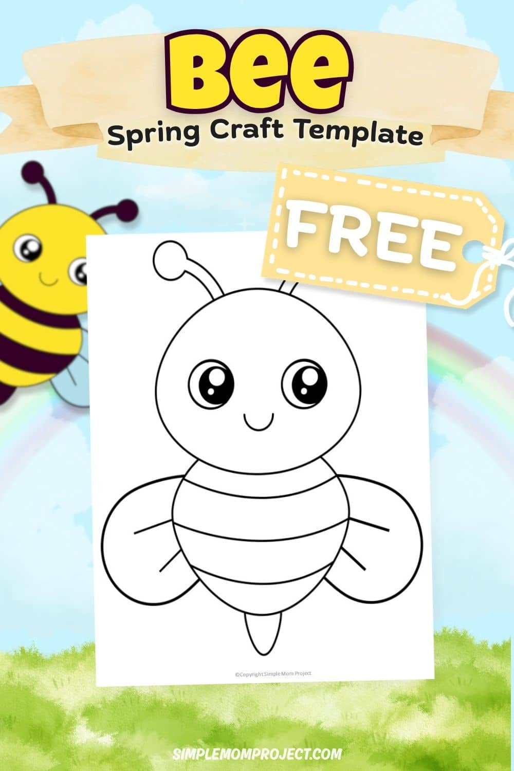 free printable bee template for kids easy insect activity preschool