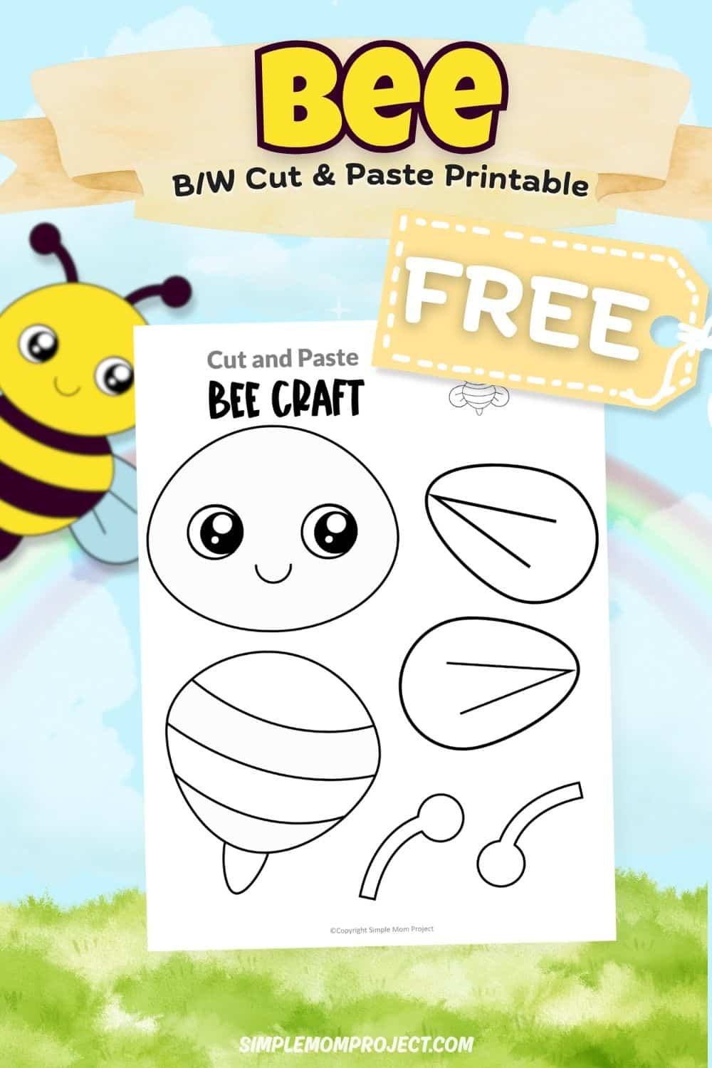 free printable bee craft template for kids easy insect activity preschool