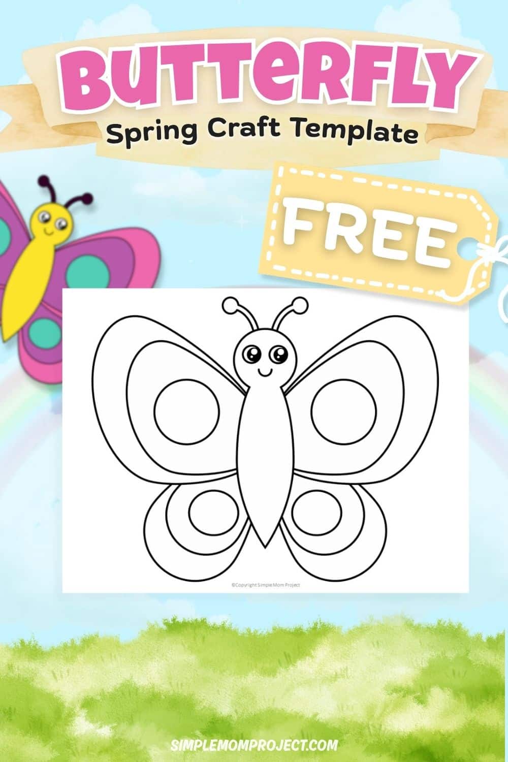 free printable butterfly template for kids easy spring activity preschool