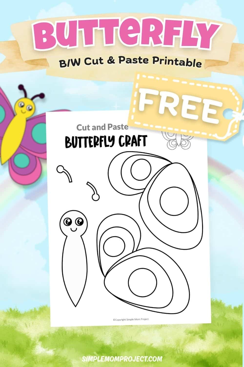 free printable butterfly craft template for kids easy spring activity preschool